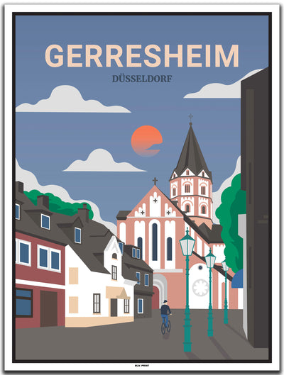 vintage kunstdruck poster Gerresheim Düsseldorf #30x40cm-weier-farbrand