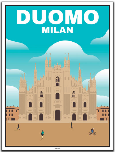 vintage kunstdruck poster Duomo Mailand #30x40cm-weier-farbrand