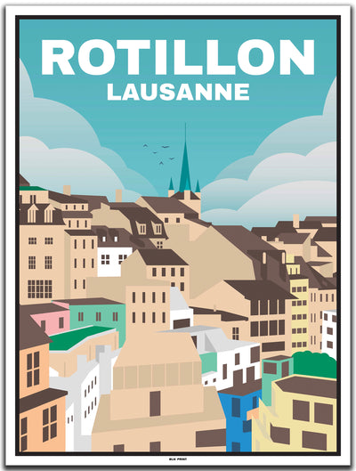 vintage kunstdruck poster Rotillon Lausanne #30x40cm-weier-farbrand
