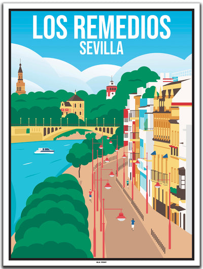 vintage kunstdruck travel poster Los Remedios Sevilla #30x40cm-weier-farbrand