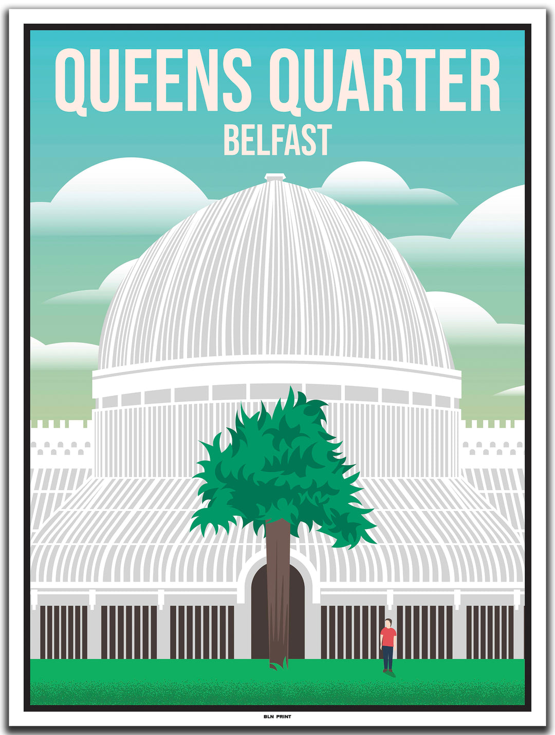 vintage kunstdruck travel poster Queens Quarter Belfast #30x40cm-weier-farbrand