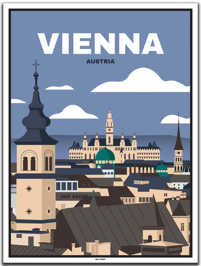 vintage kunstdruck poster Altstadt Wien #30x40cm-weier-farbrand