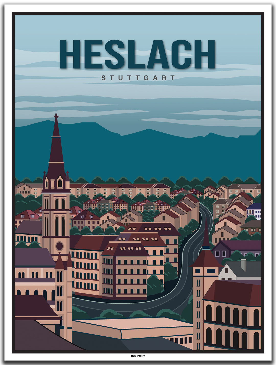 vintage kunstdruck poster stuttgart heslach #30x40cm-weier-farbrand