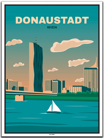 vintage kunstdruck poster Donaustadt Wien #30x40cm-weier-farbrand