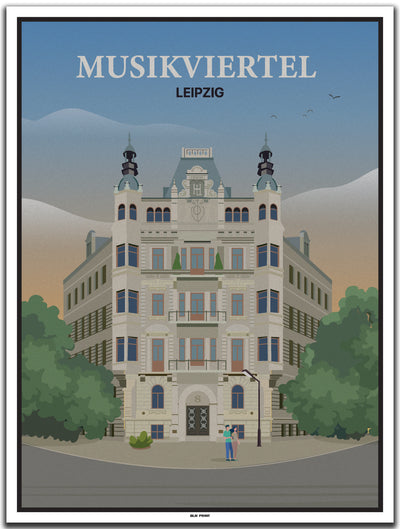 vintage kunstdruck poster Musikviertel See Leipzig #30x40cm-weier-farbrand