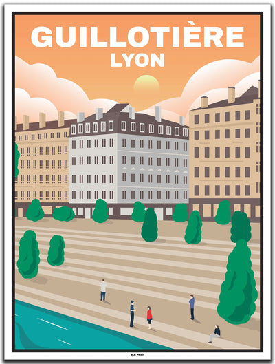 vintage kunstdruck poster Guillotiere Lyon #30x40cm-weier-farbrand