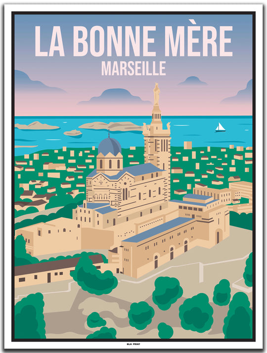 vintage travel poster marseille #30x40cm-white-color-border