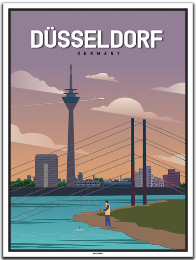 vintage kunstdruck poster Rheinpark Düsseldorf #30x40cm-weier-farbrand