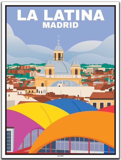 vintage kunstdruck travel poster La Latina Madrid #30x40cm-weier-farbrand