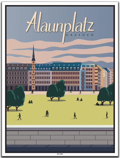 vintage kunstdruck poster Alaunplatz Dresden #30x40cm-weier-farbrand