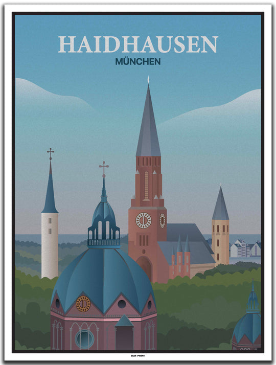 vintage kunstdruck poster haidhausen münchen #30x40cm-weier-farbrand