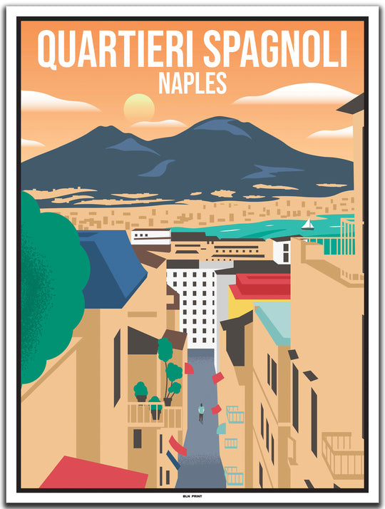 vintage travel poster napoli #30x40cm-white-color-border