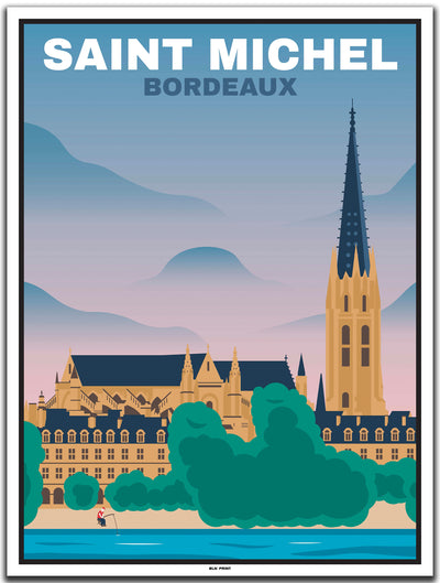 vintage kunstdruck poster Saint Michel Bordeaux #30x40cm-weier-farbrand
