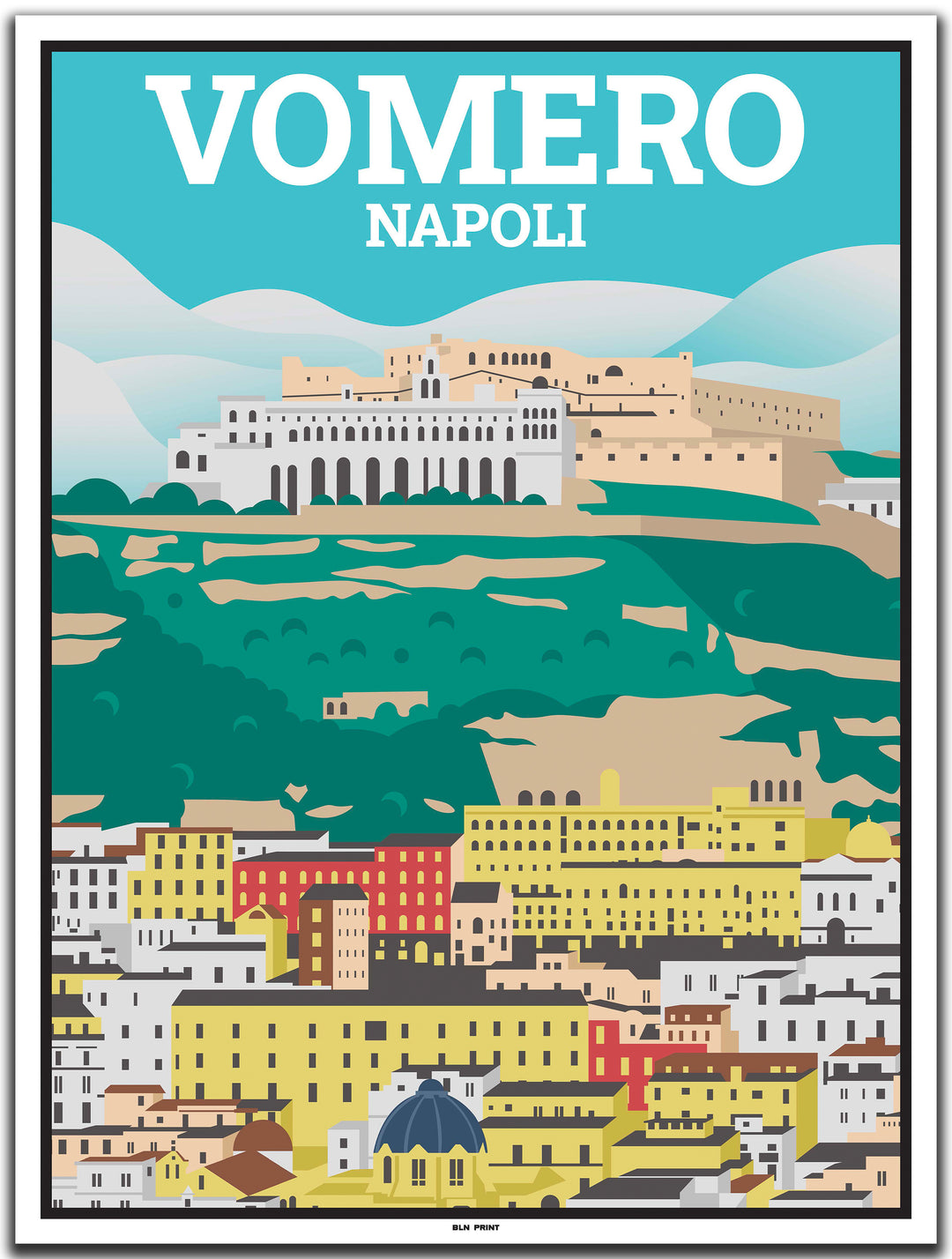 vintage travel poster napoli #30x40cm-white-color-border