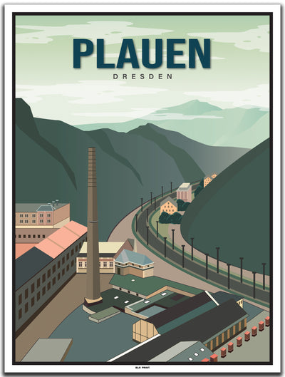 vintage kunstdruck poster Dresden Plauen #30x40cm-weier-farbrand