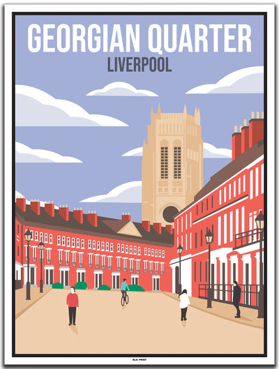 vintage kunstdruck travel poster Georgian Quarter Liverpool #30x40cm-weier-farbrand