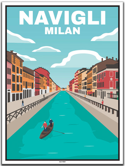 vintage kunstdruck poster Navigli Mailand #30x40cm-weier-farbrand