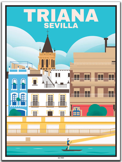 vintage kunstdruck travel poster Triana Sevilla #30x40cm-weier-farbrand