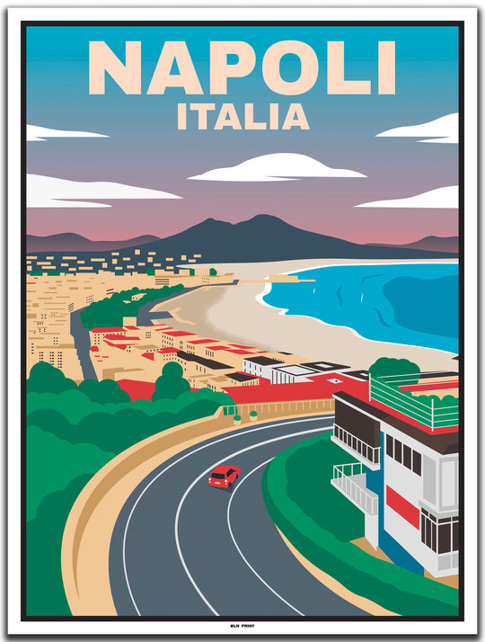 vintage travel poster napoli #30x40cm-white-color-border