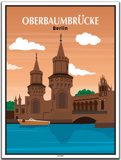 vintage kunstdruck poster oberbaumbrücke kreuzberg berlin #30x40cm-weier-farbrand