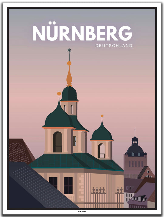 vintage kunstdruck poster altstadt nürnberg #30x40cm-weier-farbrand