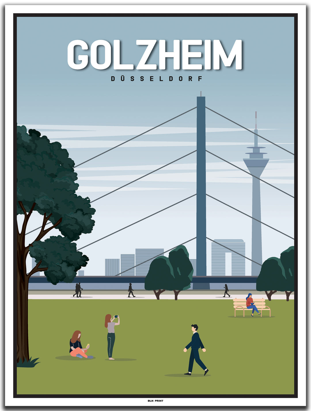 vintage kunstdruck poster Golzheim Düsseldorf #30x40cm-weier-farbrand