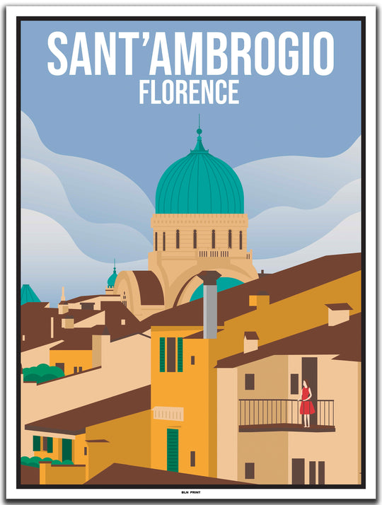 vintage travel poster florenz #30x40cm-white-color-border