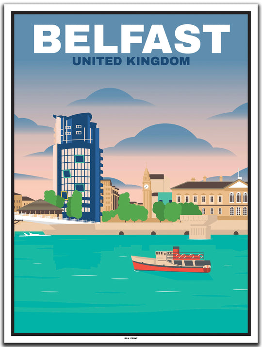 vintage travel poster belfast #30x40cm-white-color-border