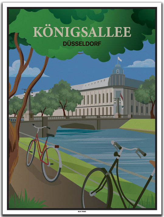 vintage kunstdruck poster Königsallee Düsseldorf #30x40cm-weier-farbrand