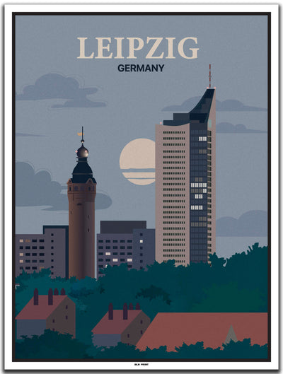 vintage kunstdruck poster Innenstadt Leipzig #30x40cm-weier-farbrand