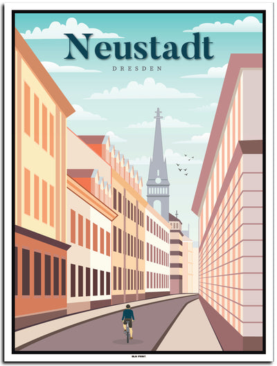 vintage kunstdruck poster neustadt Dresden #30x40cm-weier-farbrand