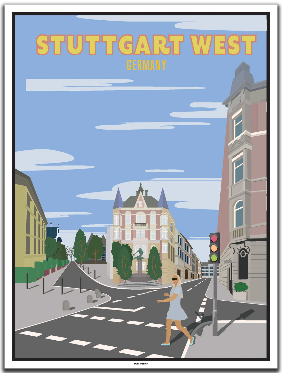 vintage kunstdruck poster stuttgart-west #30x40cm-weier-farbrand