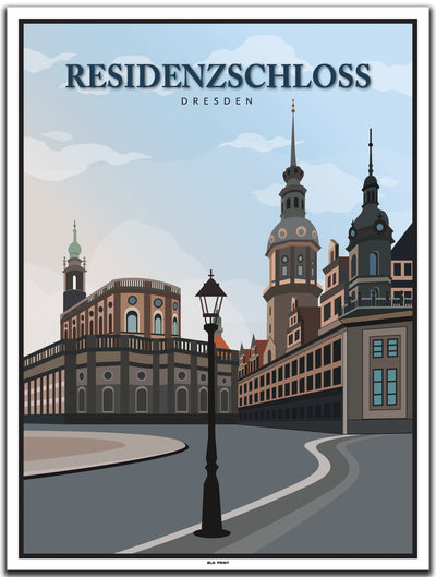 vintage kunstdruck poster Residenzschloss Dresden #30x40cm-weier-farbrand