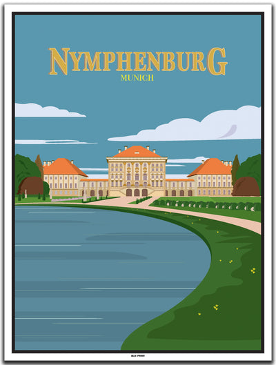 vintage kunstdruck poster nymphenburg münchen #30x40cm-weier-farbrand