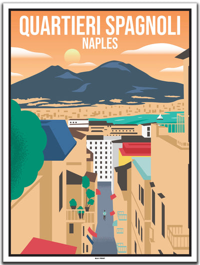 vintage kunstdruck travel poster Quartieri Spagnoli Neapel #30x40cm-weier-farbrand