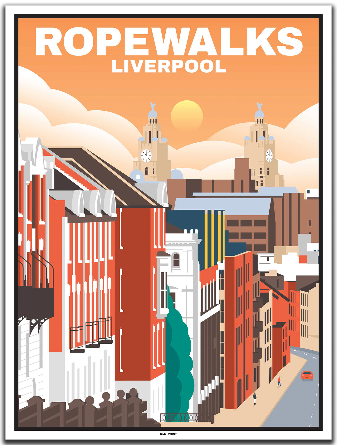 vintage travel poster liverpool #30x40cm-white-color-border