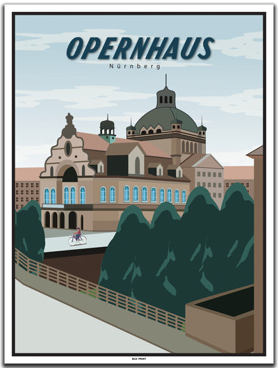 vintage kunstdruck poster opernhaus nürnberg #30x40cm-weier-farbrand