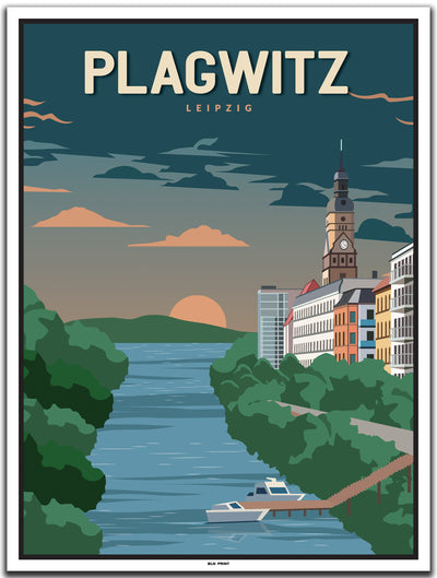 vintage kunstdruck poster Plagwitz Leipzig #30x40cm-weier-farbrand