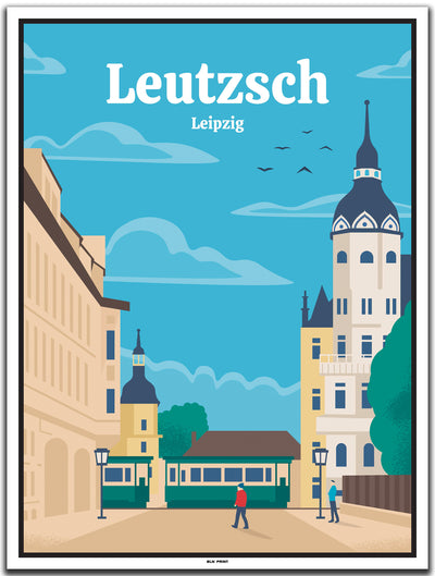 vintage kunstdruck poster Leutzsch Leipzig #30x40cm-weier-farbrand