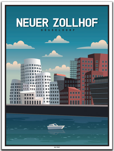 vintage kunstdruck poster Neuer Zollhof Düsseldorf #30x40cm-weier-farbrand