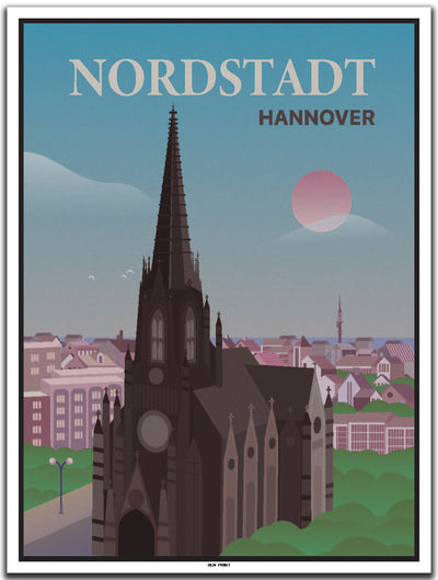 vintage kunstdruck poster Nordstadt Hannover #30x40cm-weier-farbrand