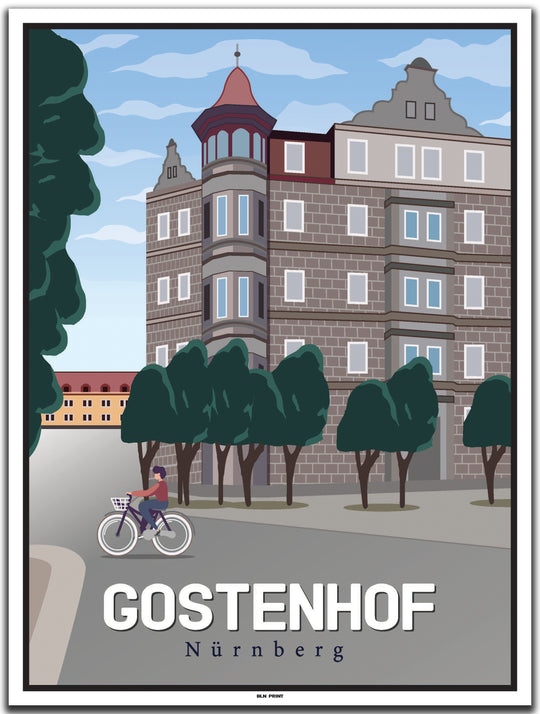 vintage kunstdruck poster gostenhof nürnberg #30x40cm-weier-farbrand