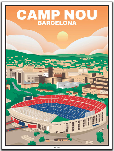 vintage kunstdruck travel poster Camp Nou Barcelona #30x40cm-weier-farbrand
