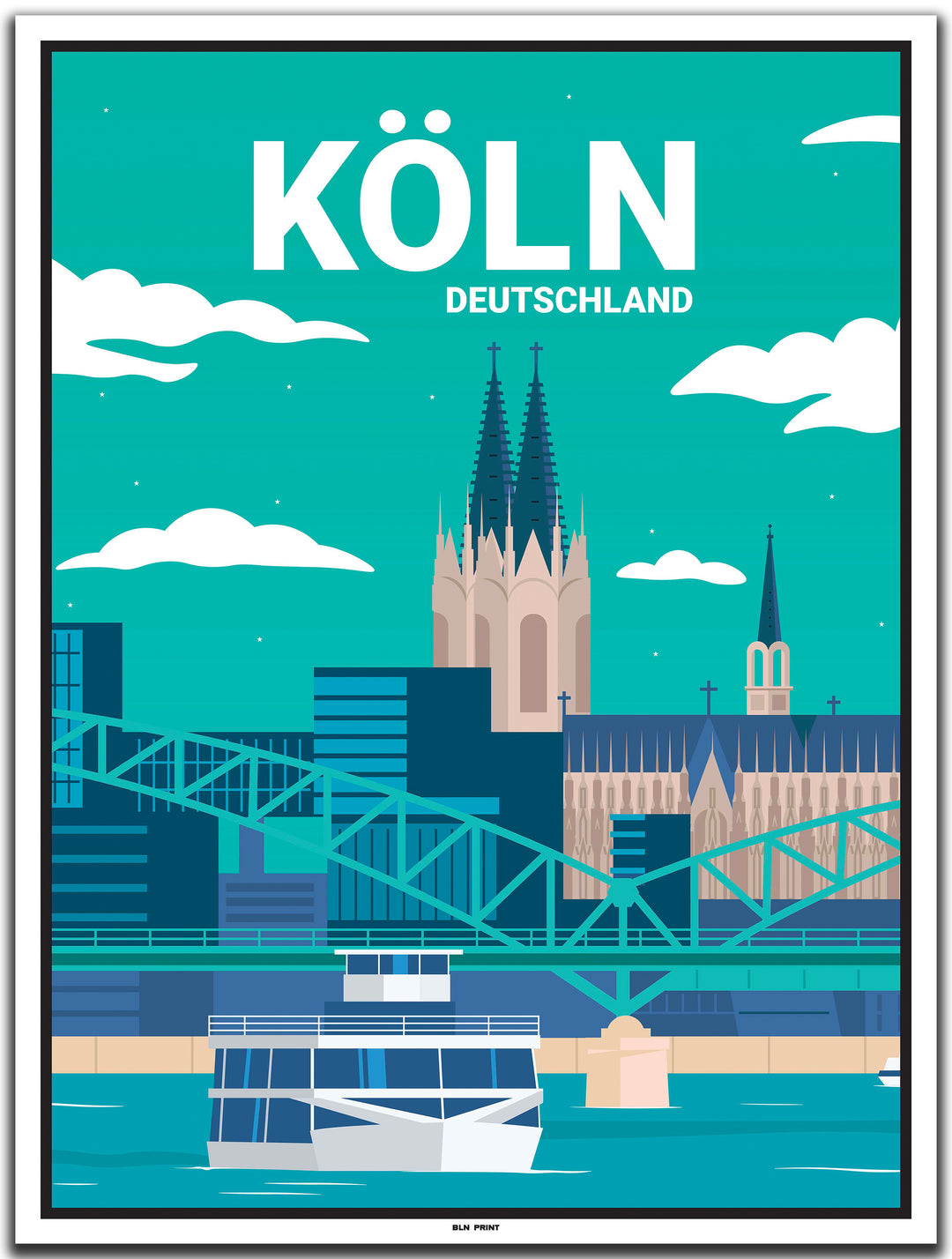 vintage kunstdruck poster Dom Köln #30x40cm-weier-farbrand