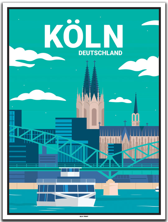 vintage kunstdruck poster Dom Köln #30x40cm-weier-farbrand