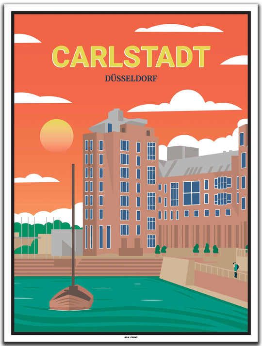 vintage kunstdruck poster Carlstadt Düsseldorf #30x40cm-weier-farbrand