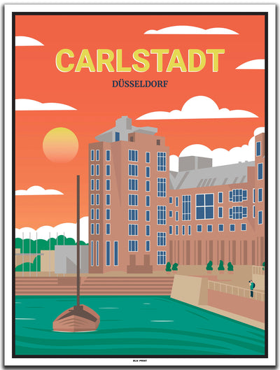 vintage kunstdruck poster Carlstadt Düsseldorf #30x40cm-weier-farbrand