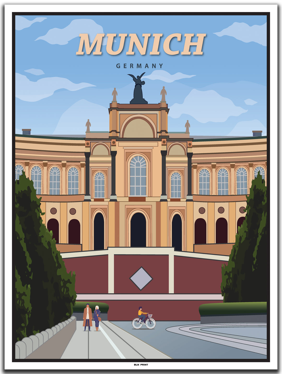 vintage kunstdruck poster maximlianeum münchen #30x40cm-weier-farbrand