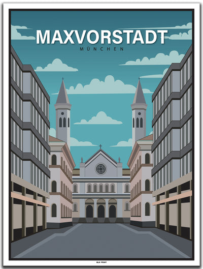 vintage kunstdruck poster maxvorstadt münchen #30x40cm-weier-farbrand