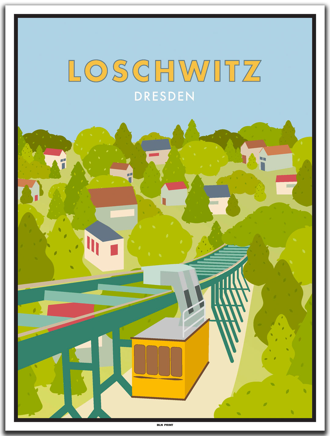 vintage kunstdruck poster loschwitz Dresden #30x40cm-weier-farbrand